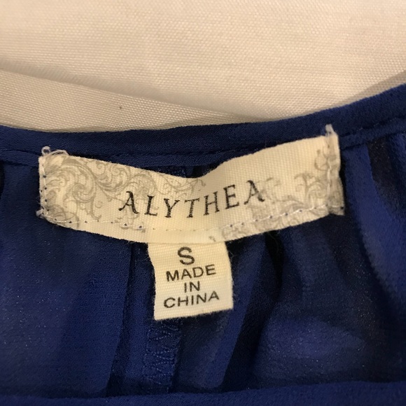 Royal blue flowy sheer top - Picture 3 of 6